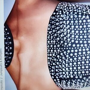 VENUS CHOKER EMBELLISHED RHINESTONE BLACK JUMPSUIT SIZE 8.